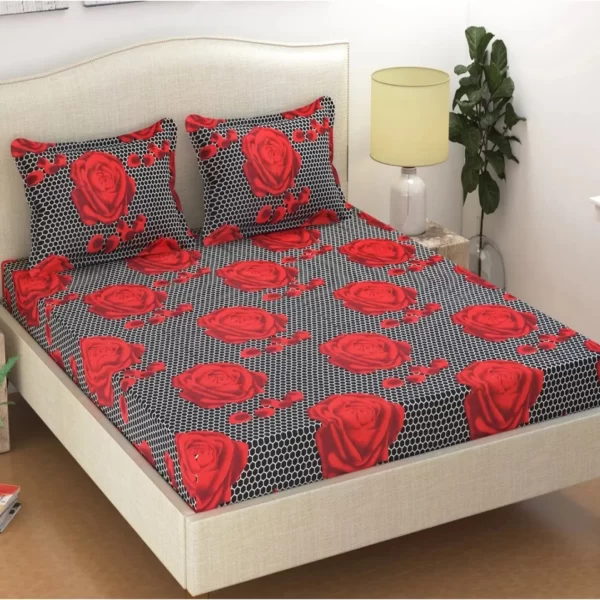 Luxurivo Home 120-TC Bedsheet (Red & Black)