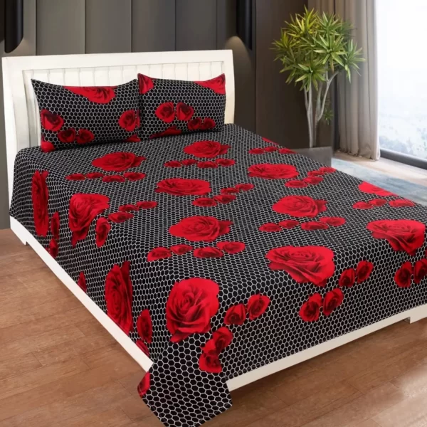 Luxurivo Home 120-TC Bedsheet (Red & Black)