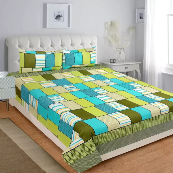 Luxurivo Home 120-TC Bedsheet (Green & Blue)