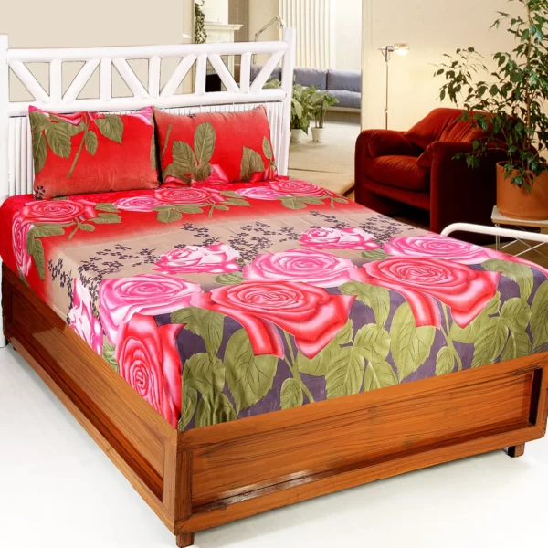 Luxurivo Home 120-TC Bedsheet (Red & Green)