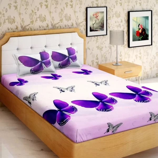 Luxurivo Home 120-TC Bedsheet (Purple & White)